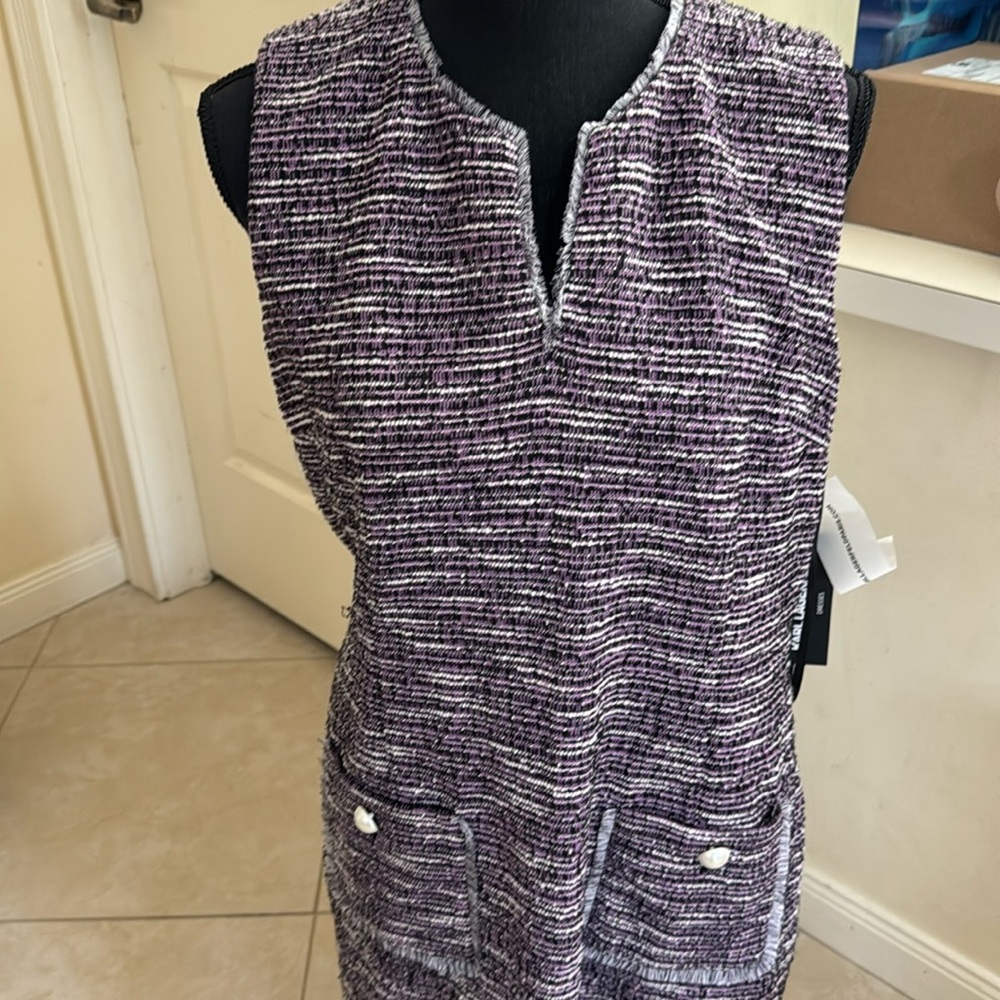 NWT Karl Lagerfeld Paris Dress Sheath purple Tweed  Sz 16